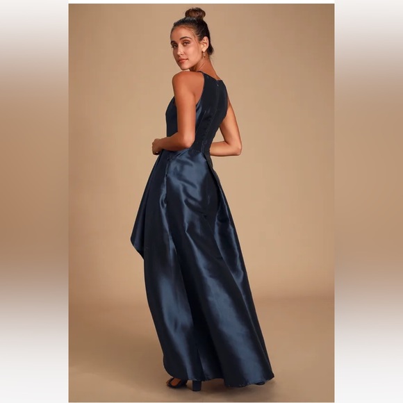 Lulu’s NWT Broadway Show Navy Blue High-Low Maxi Dress Gown Large - Picture 3 of 15